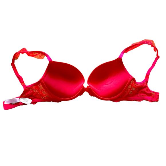 New Victoria's Secret Dream Angels Red Lace Embellished Sequin Push Up Bra 32DD - Picture 5 of 7